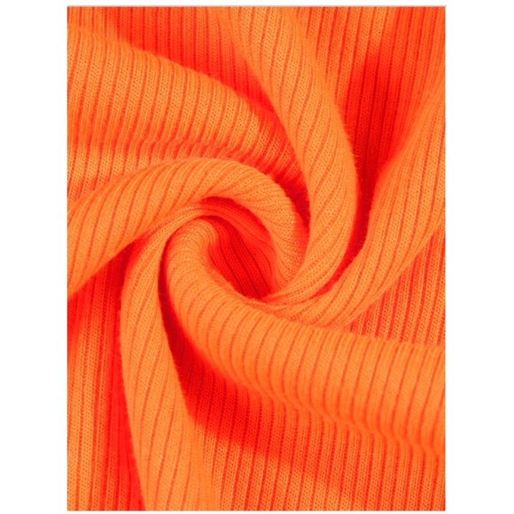 🧡Orange Rib Knit Sleeveless Bodycon Dress - Picture 8 of 8